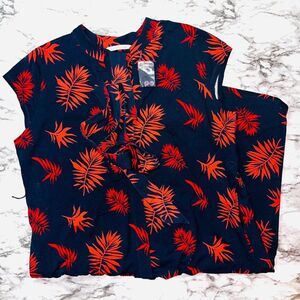 NWOT | Soft Surroundings | Dress Palm Tree Print Waist Tie | Navy | Womens | PXL